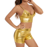 gold metallic shorts