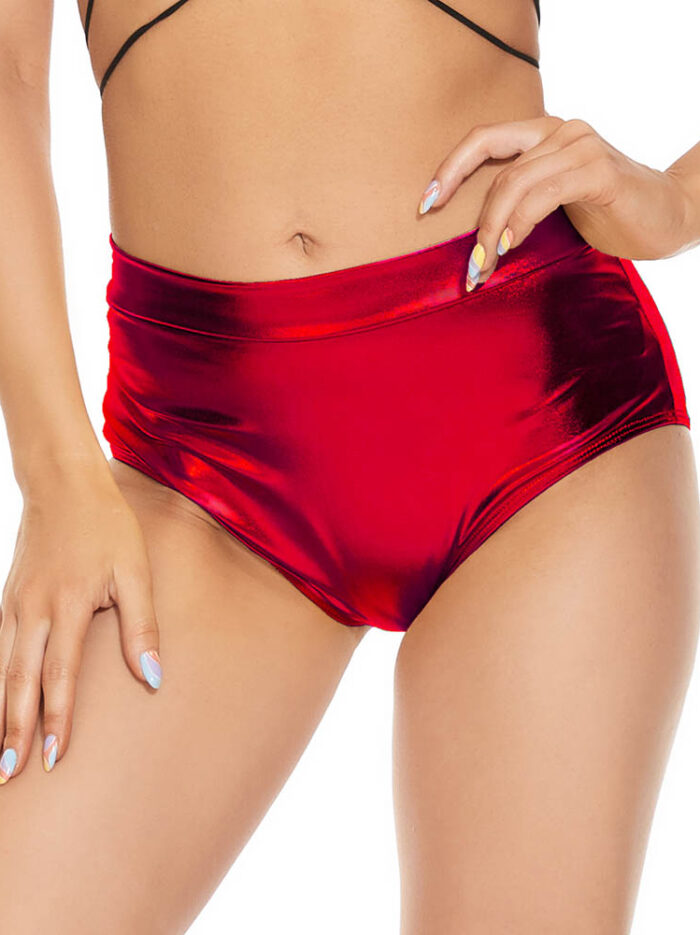 red metallic shorts