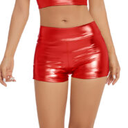 red metallic shorts