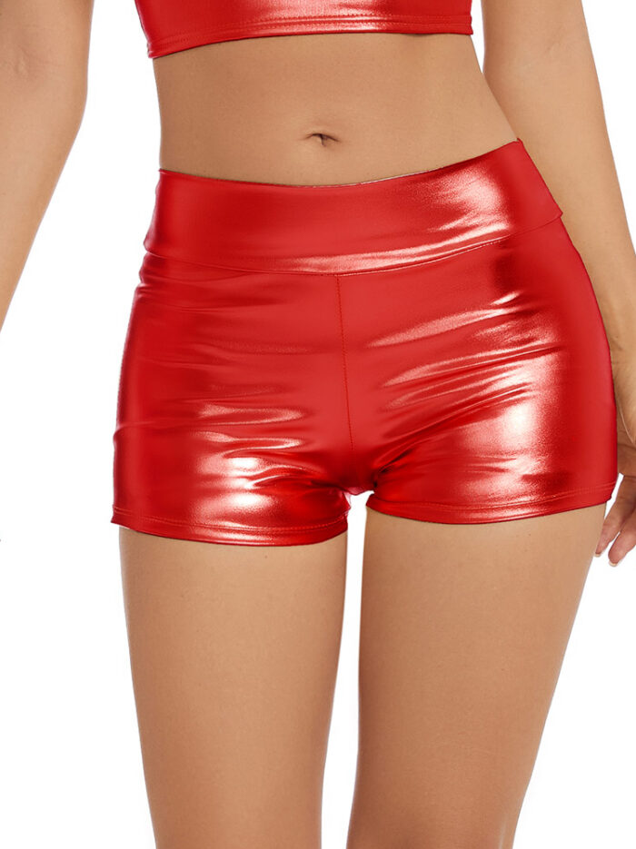 red metallic shorts
