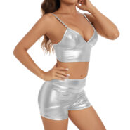 silver metallic shorts