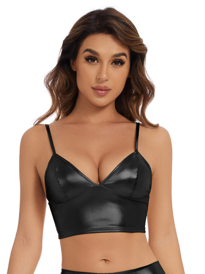 shiny metallic crop top